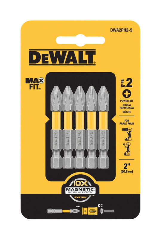 DeWalt Max Fit Phillips #2 X 2 in. L Power Bit S2 Tool Steel 5 pc