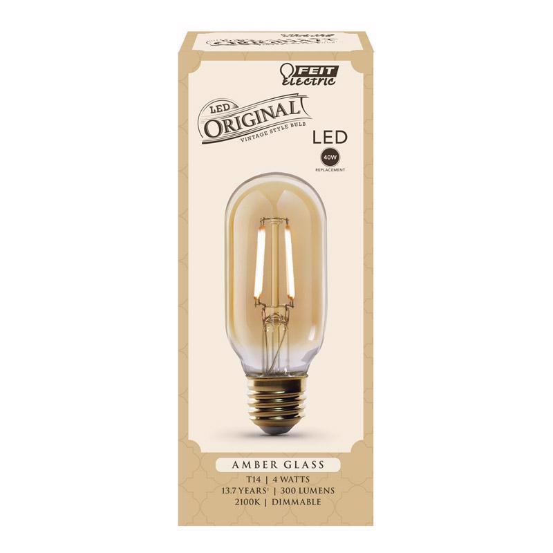 Feit T14 E26 (Medium) LED Bulb Amber Soft White 40 Watt Equivalence 1 pk