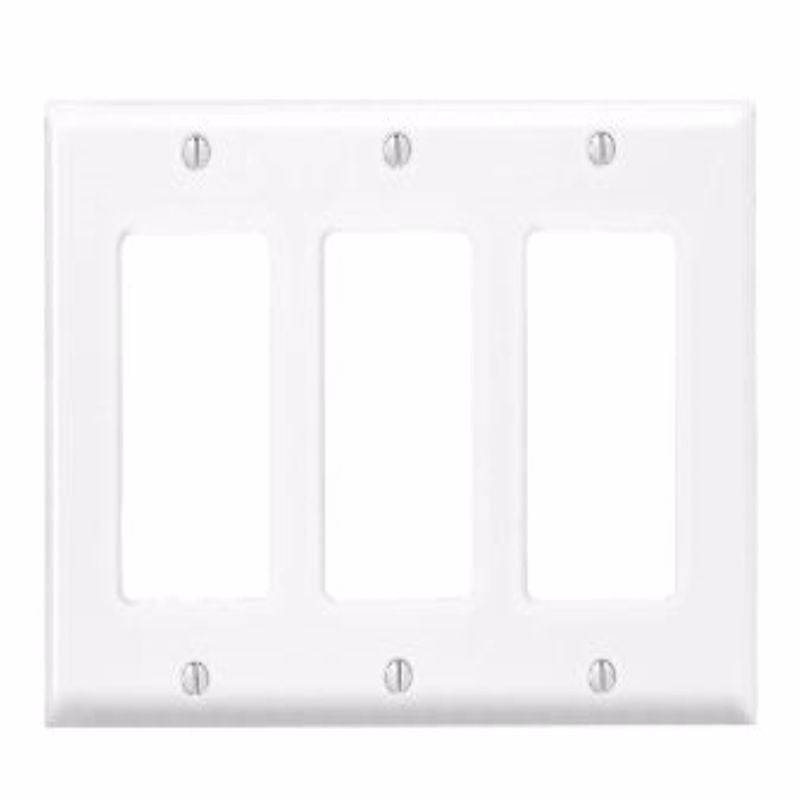 Leviton Antimicrobial Powder Coated White 3 gang Thermoset Plastic Decorator Wall Plate 1 pk