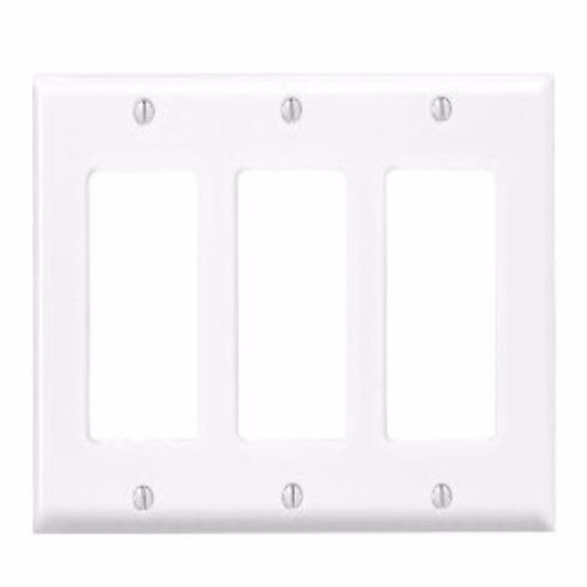 Leviton Antimicrobial Powder Coated White 3 gang Thermoset Plastic Decorator Wall Plate 1 pk