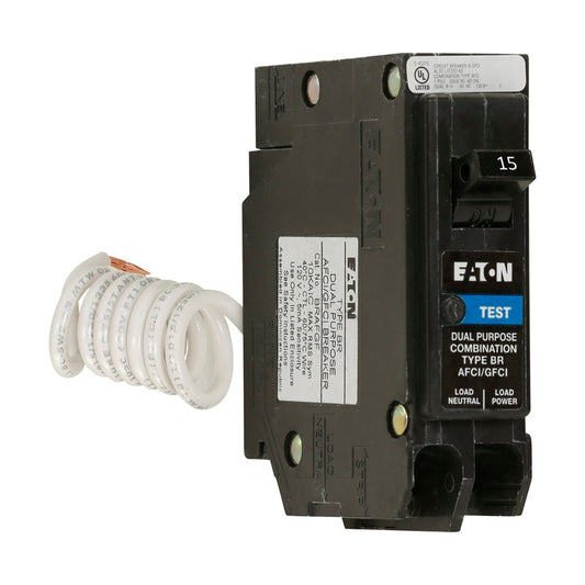 Eaton Cutler-Hammer 15 amps Arc Fault/Ground Fault Single Pole Circuit Breaker w/Self Test