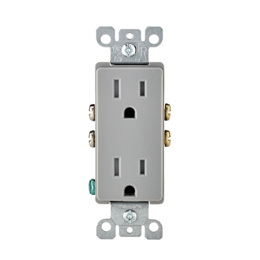 Leviton Decora 15 amps 125 V Duplex Gray Tamper Resistant Outlet 5-15R 1 pk