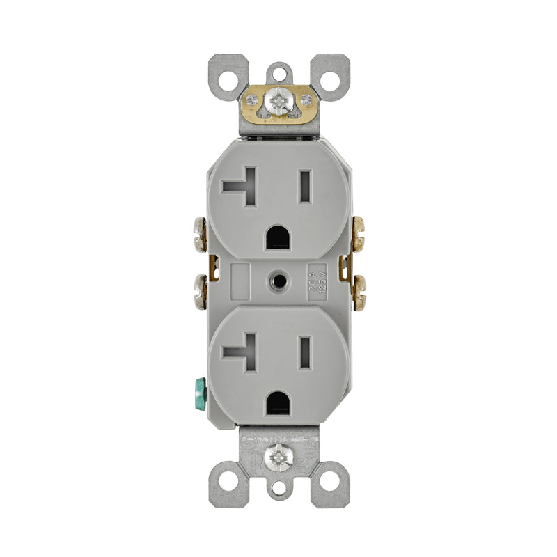 Leviton 20 amps 125 V Duplex Gray Outlet 5-20R 1 pk