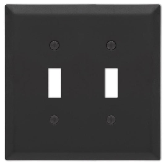 Amerelle Century Matte Black 2 gang Stamped Steel Toggle Wall Plate 1 pk