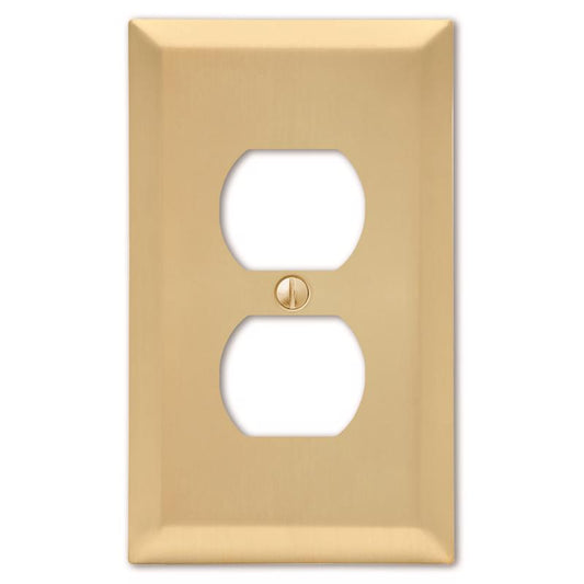Amerelle Century Satin Brass 2 gang Stamped Steel Duplex Wall Plate 1 pk