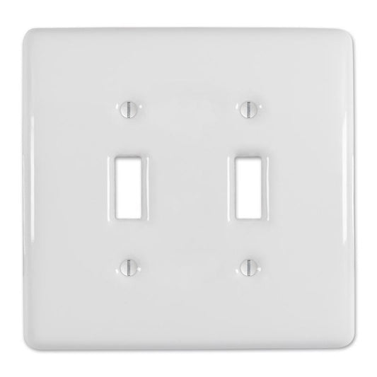 Amerelle Metro White 2 gang Ceramic Toggle Wall Plate 1 pk