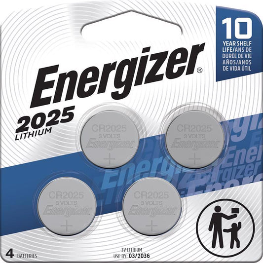 Energizer Lithium 2025 3 V 0.2 mAh Button Cell Battery 2025BP-4 4 pk