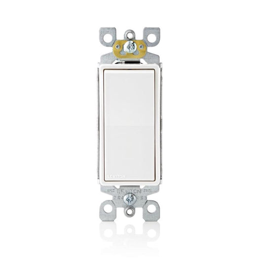 Leviton Decora 15 amps Single Pole Antimicrobial Treated Rocker AC Quiet Switch White 1 pk