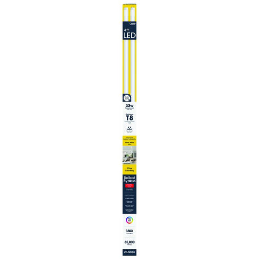 Feit T8 Warm White 48 in. G13 Linear LED Bulb 32 Watt Equivalence 2 pk