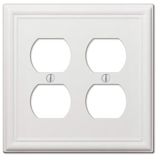 Amerelle Chelsea White 2 gang Stamped Steel Duplex Wall Plate 1 pk