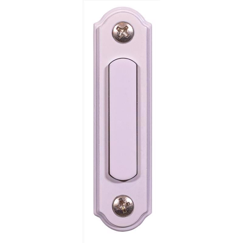 Heath Zenith Satin White Metal/Plastic Wired Pushbutton Doorbell