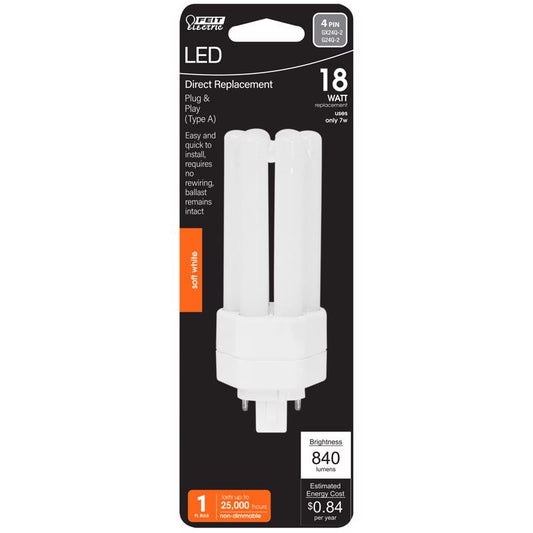 Feit Linear PL GX24Q-2 LED Bulb Soft White 18 Watt Equivalence 1 pk