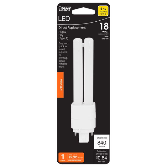Feit Linear PL G24Q-2 LED Bulb Soft White 18 Watt Equivalence 1 pk