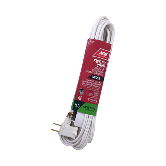 Ace Indoor 15 ft. L White Extension Cord with Switch 16/2 SPT-2