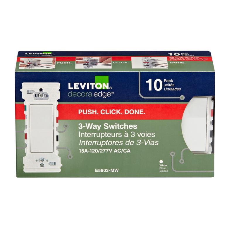 Leviton Lever Edge 15 amps 3-Way Rocker Switch White 10 pk