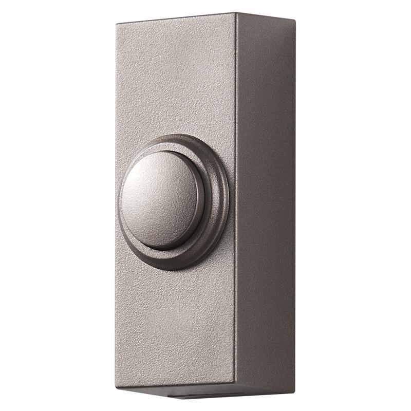 Heath Zenith Satin Nickel Silver Plastic Wireless Pushbutton Doorbell