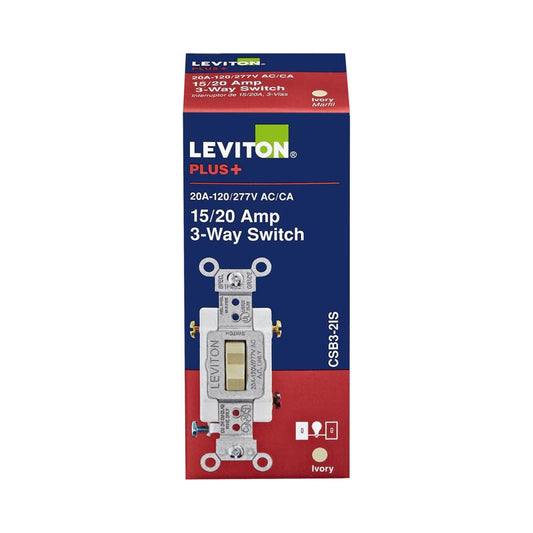 Leviton 20 amps 3-Way Toggle AC Quiet Switch Ivory 1 pk