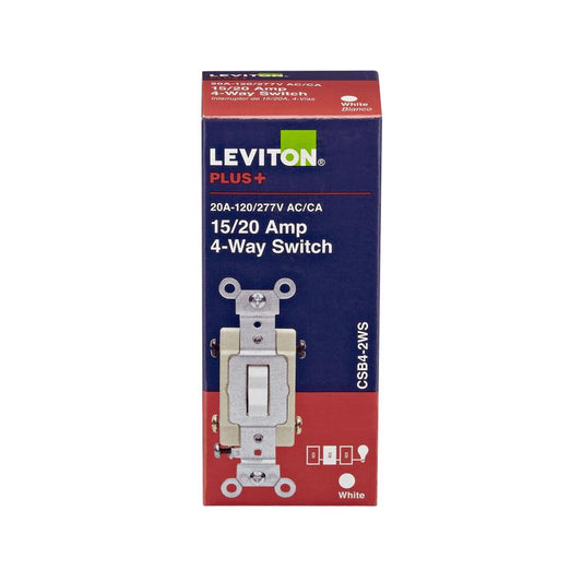Leviton 20 amps 4-Way Toggle AC Quiet Switch White 1 pk