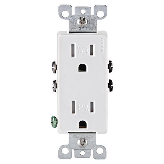 Leviton 15 amps 125 V Duplex White Weather Resistant Outlet 5-15R 1 pk