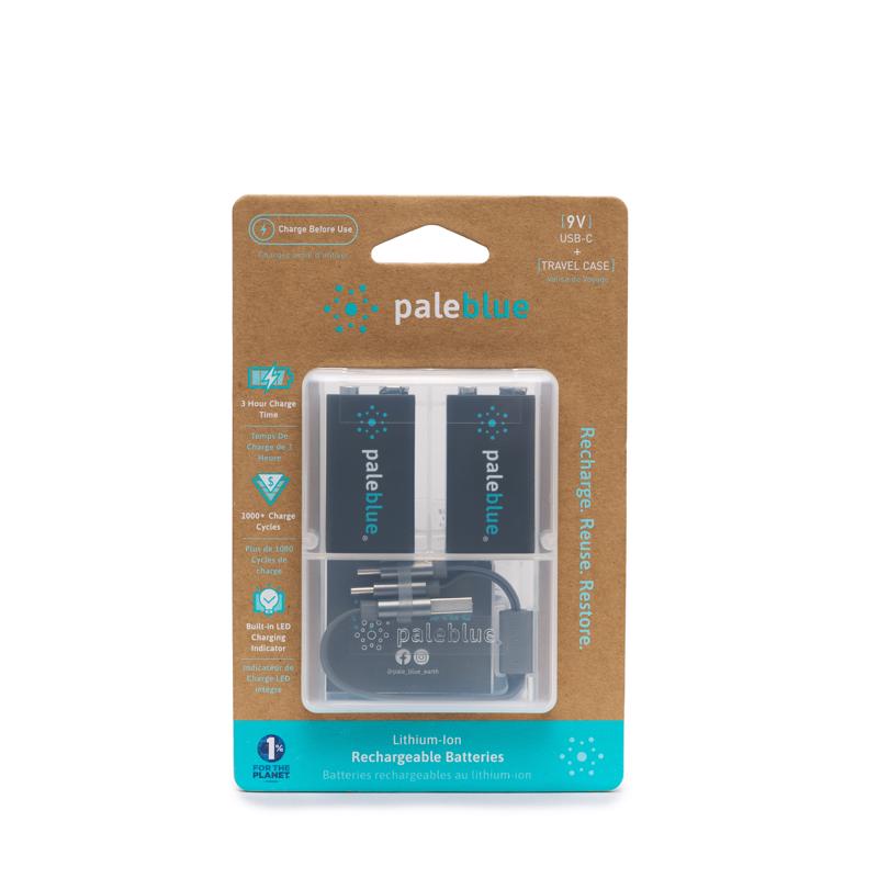 Pale Blue Earth 9-Volt Lithium Batteries 2 pk Clamshell