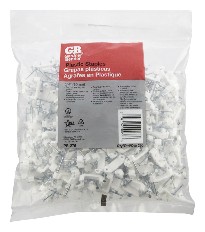 Gardner Bender 3/4 in. W Plastic Insulated Cable Staple 250 pk