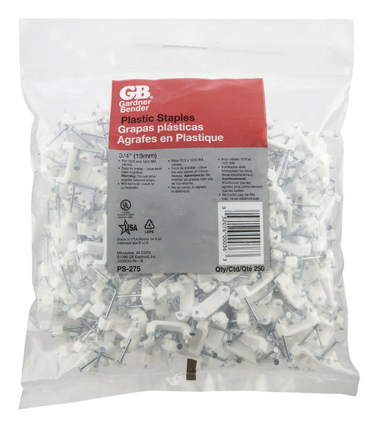 Gardner Bender 3/4 in. W Plastic Insulated Cable Staple 250 pk