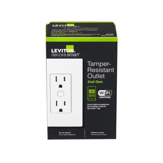 Leviton Decora Smart 15 amps 120 V Duplex White Tamper Resistant Outlet 5-15R 1 pk
