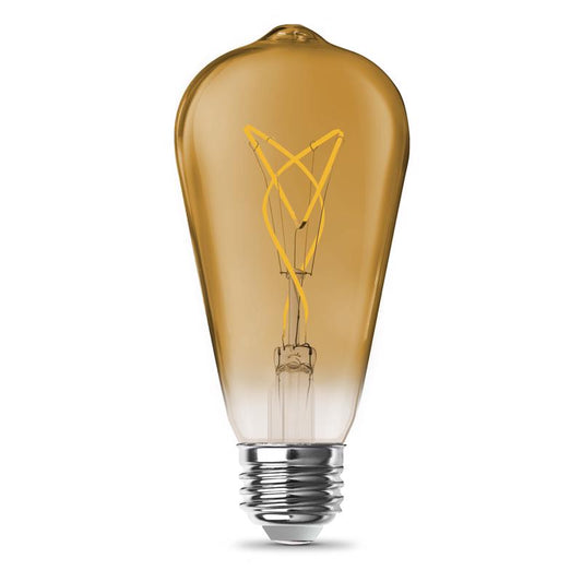 Feit ST19 E26 (Medium) Filament LED Bulb Amber 60 Watt Equivalence 2 pk