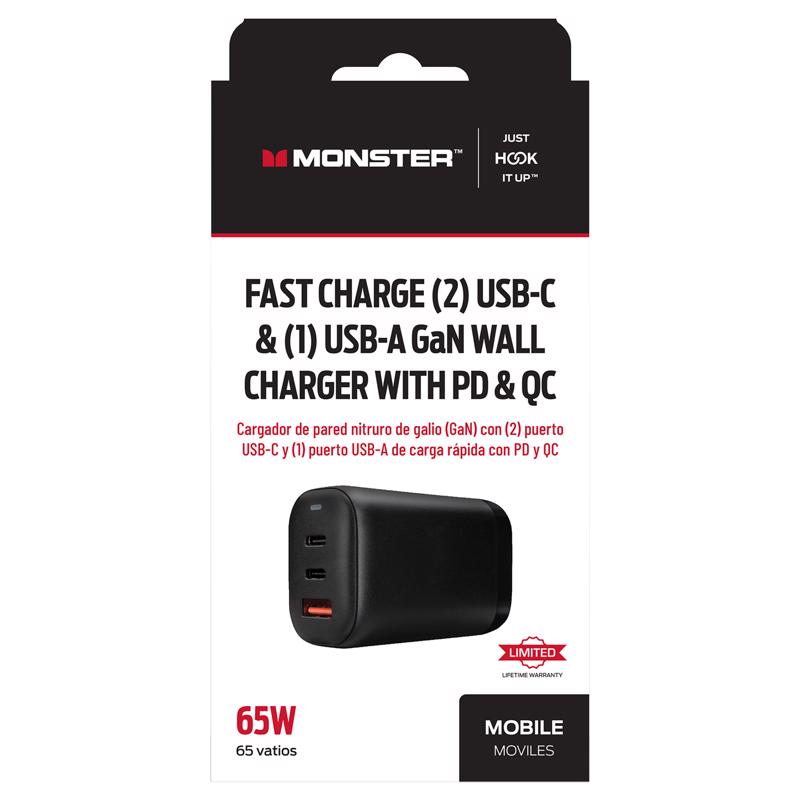 Monster Just Hook It Up 2 Port USB C/1 Port USB A w/PD & QC 1 pk