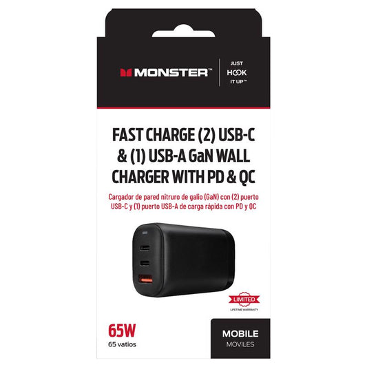 Monster Just Hook It Up 2 Port USB C/1 Port USB A w/PD & QC 1 pk