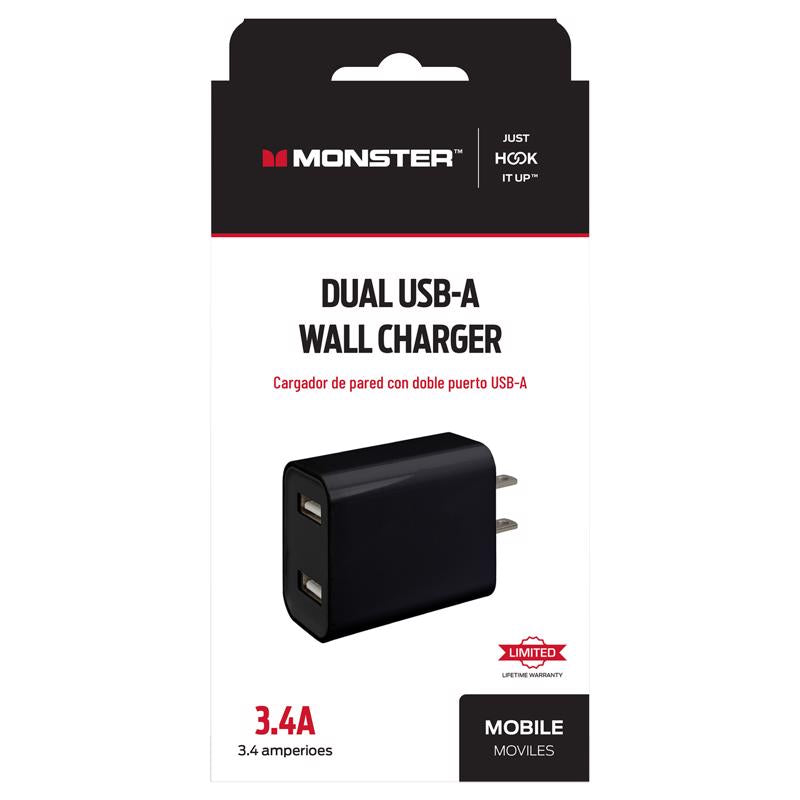 Monster Just Hook It Up 2 Port USB Wall Charger 1 pk