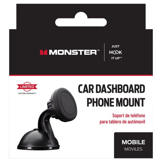 Monster Just Hook It Up Black Magnetic Cell Phone Car Mount For Universal