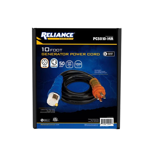 Reliance Controls 6/3, 8/1 SEOW 125/250 V 10 ft. L Generator Power Cord