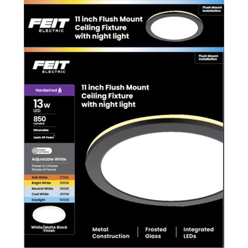 Feit 3 in. H X 11 in. W X 11 in. L Matte Black Black Ceiling Fixture