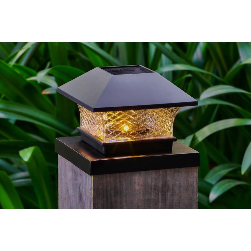 Living Accents Black Solar Powered 0.2 W LED Post Cap Light 2 pk