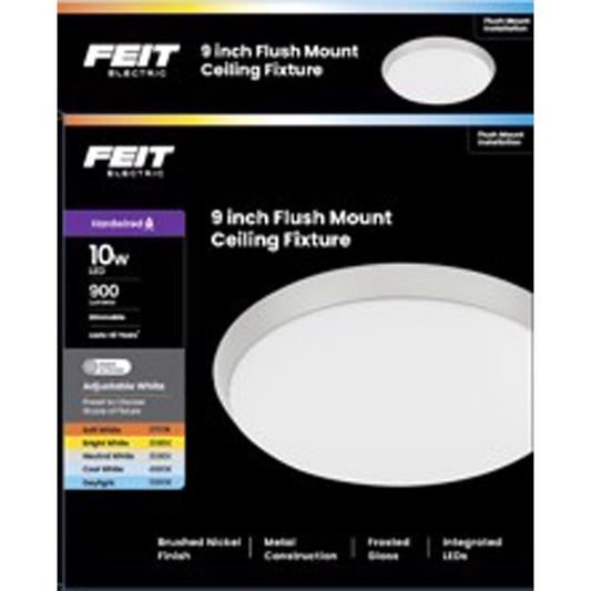 Feit 3 in. H X 9 in. W X 9 in. L Brushed Nickel White Ceiling Fixture