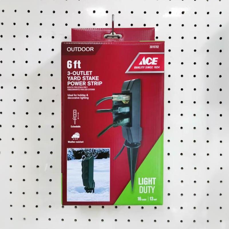 Ace 6 ft. L 3 outlets Yard Stake Power Strip Green