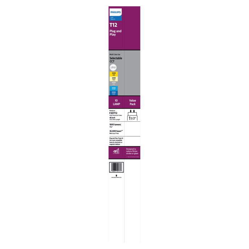 Philips LED Multi-CCT 48 in. G13 T8 Linear Light Bulb 40 Watt Equivalence 10 pk