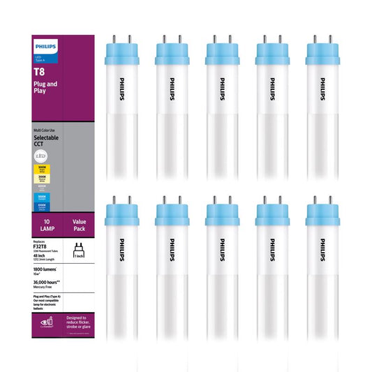 Philips LED Multi-CCT 48 in. G13 T8 Linear 32 Watt Equivalence 10 pk