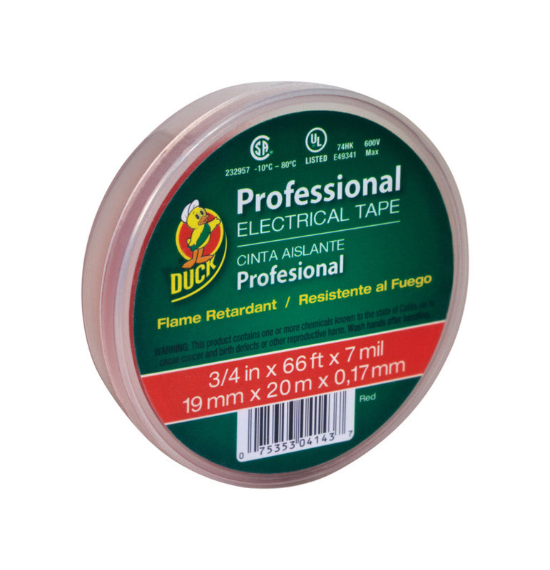 Duck  Professional Grade 3/4 in. W X 66 ft. L Red Vinyl Electrical Tape