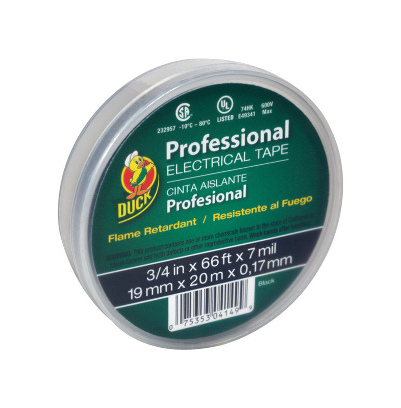 Duck Professional Grade 3/4 in. W X 66 ft. L Black Vinyl Electrical Tape
