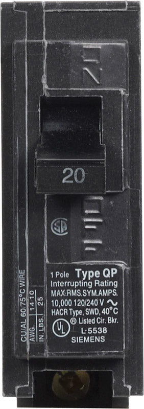 Siemens 20 amps Standard Single Pole Circuit Breaker