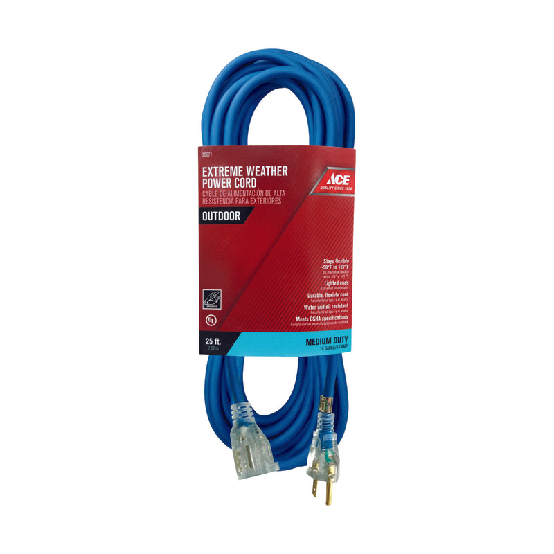 Ace Outdoor 25 ft. L Blue Extension Cord 14/3 SJOW