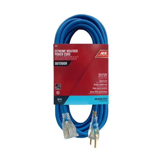 Ace Outdoor 50 ft. L Blue Extension Cord 14/3 SJOW