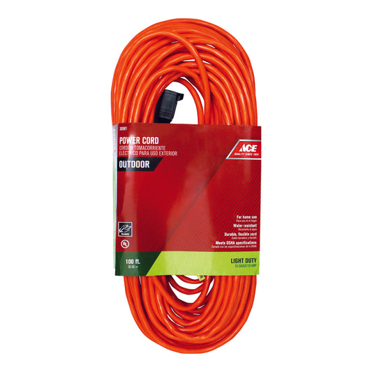 Ace Indoor or Outdoor 100 ft. L Orange Extension Cord 16/2 SJTW