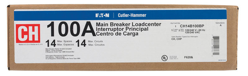 Eaton 100 amps 120/240 V 14 space 14 circuits Surface Mount Main Breaker Load Center