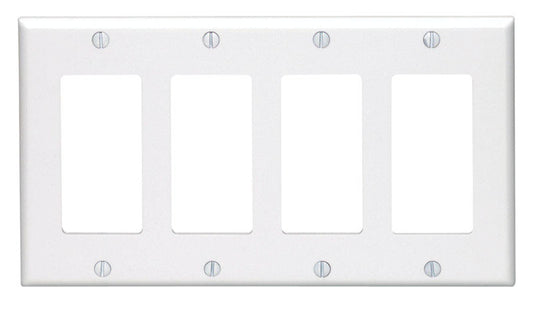 Leviton White 4 gang Thermoset Plastic Decorator Wall Plate 1 pk