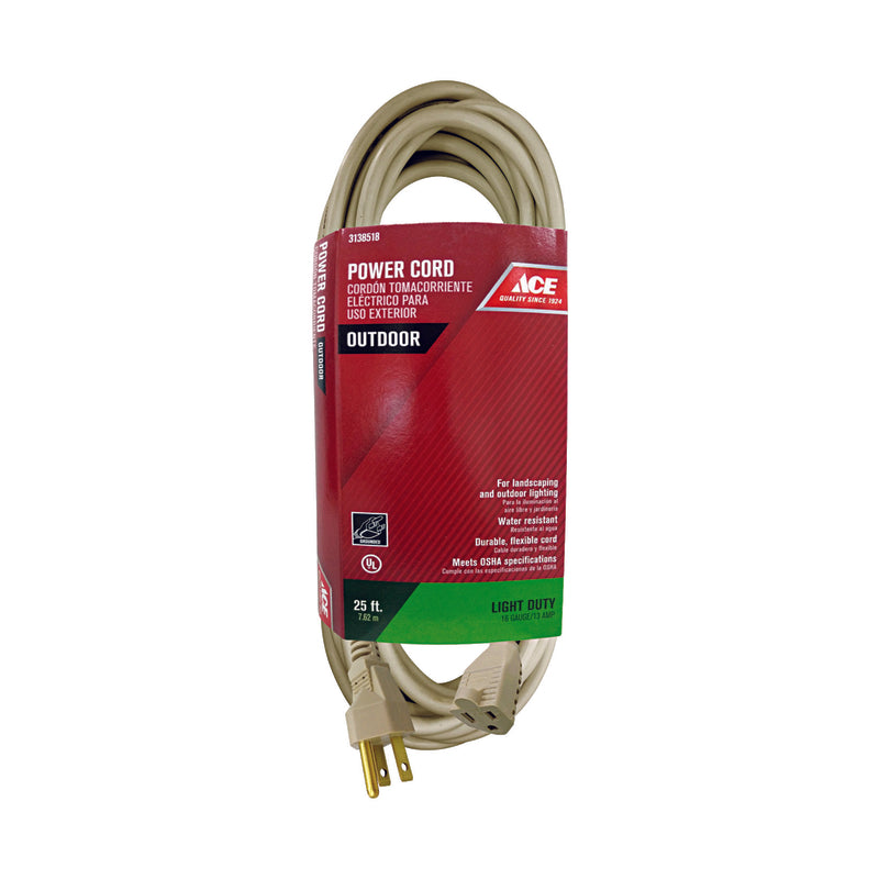 Ace Outdoor 25 ft. L Beige Extension Cord 16/3 SJTW