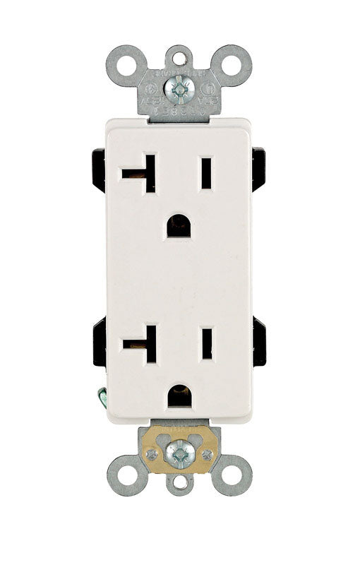 Leviton Decora Plus 20 amps 125 V Duplex White Outlet 5-20R 1 pk