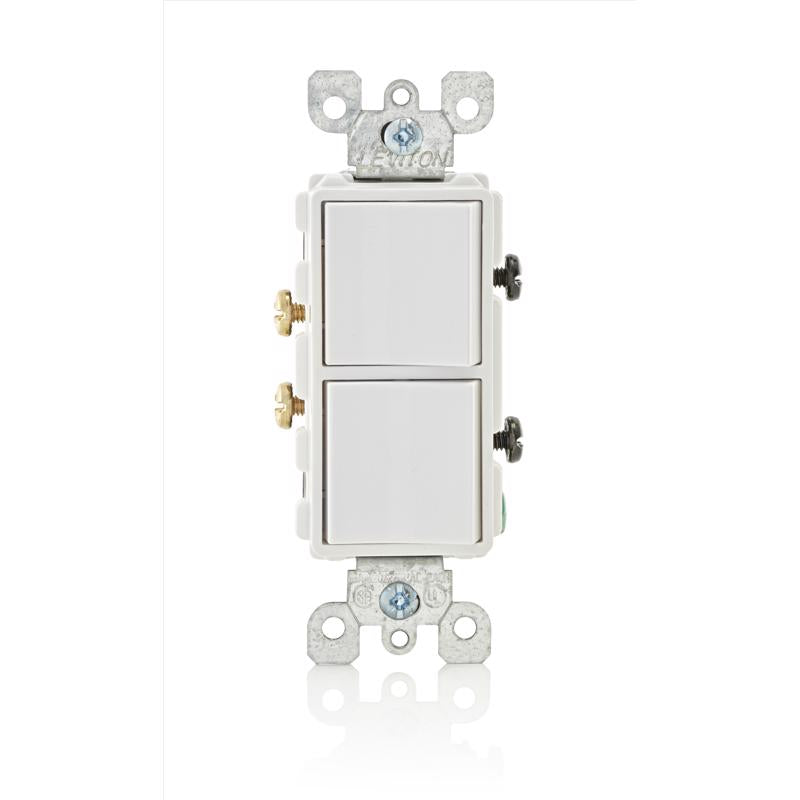 Leviton Decora 15 amps Single Pole Combination AC Quiet Switch White 1 pk